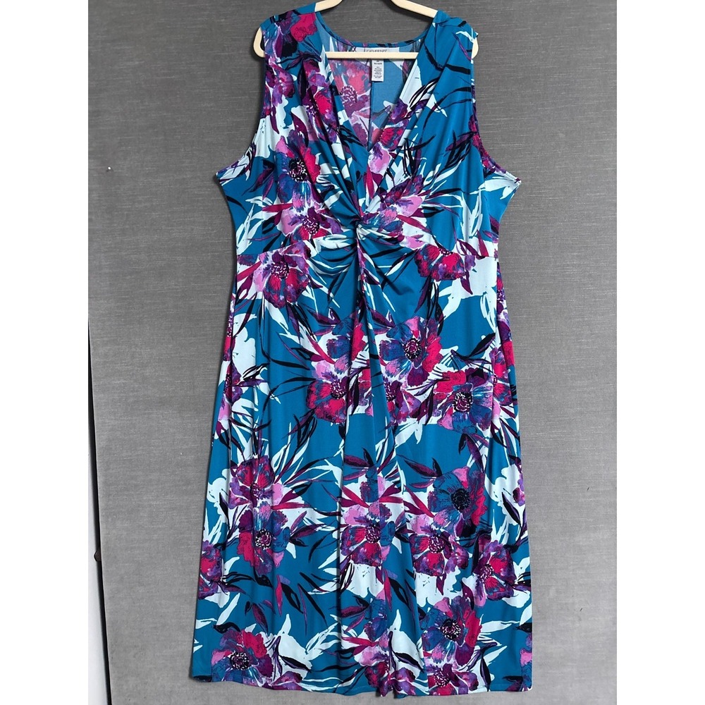 Catherines Dress 4X 30/32W Blue Purple Floral Maxi Twist Sleeveless Beach Summer
